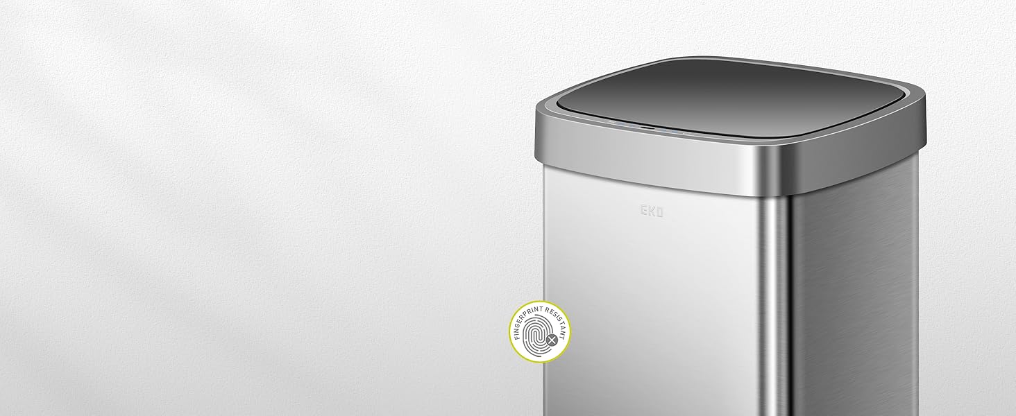 Сміттєвий бак EKO EcoSmart 80л з сенсором, нержавіюча сталь, електричний, для кухні та дому, з кришкою Soft-Close, анти-відбитки, кутовий