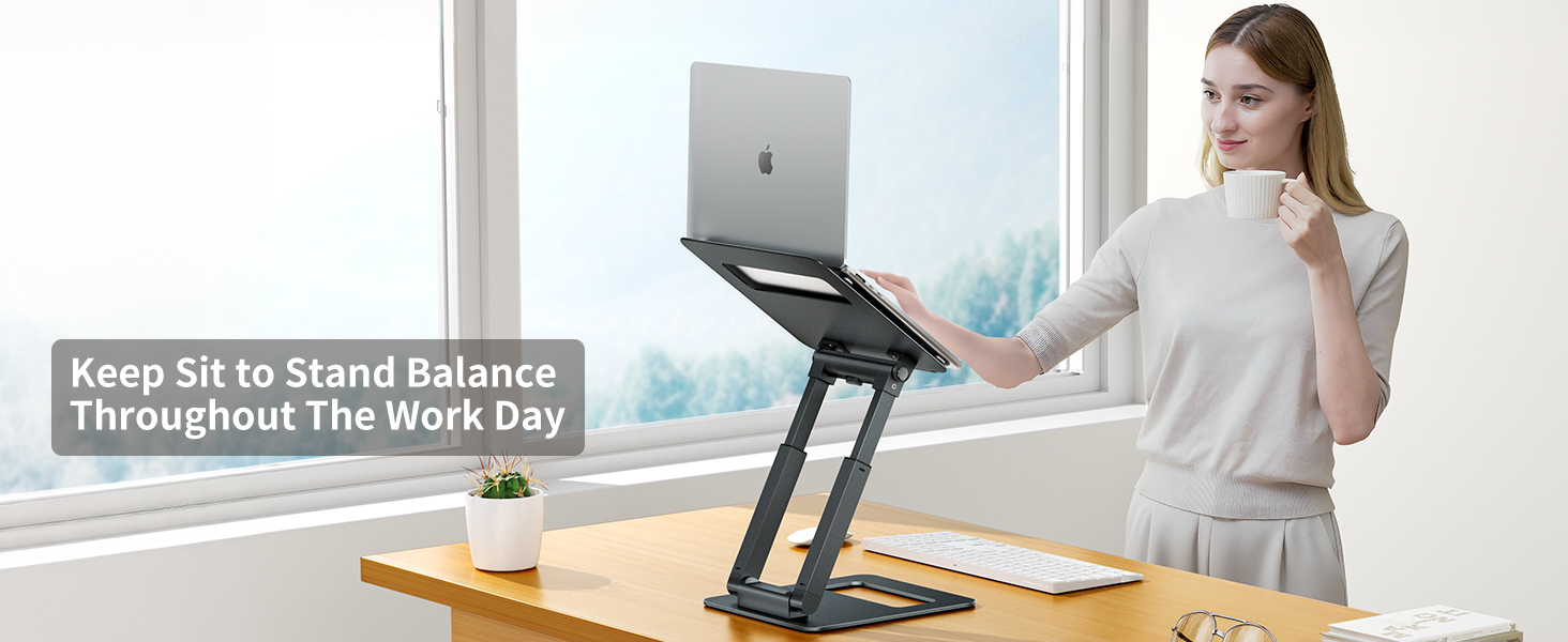 Adjustable Laptop Stand for Desk - Telescoping Design, Ergonomic Riser for 10-17 inch Laptops (Gray)