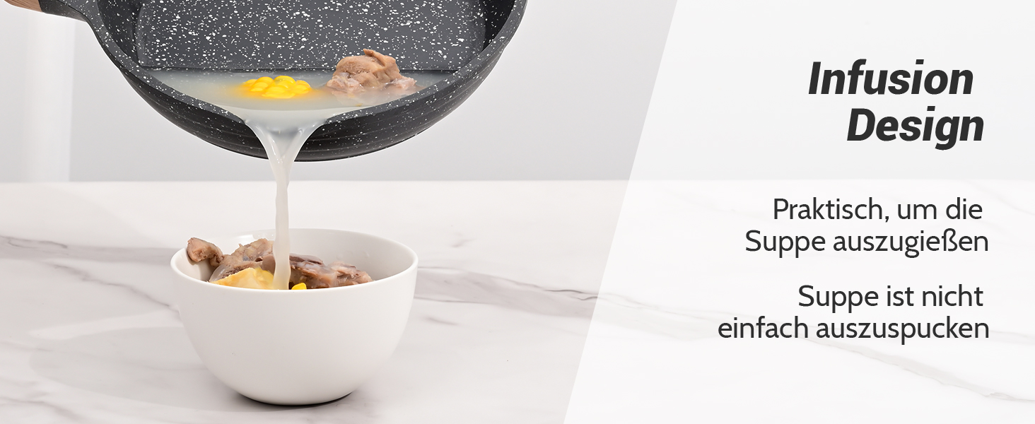 Набір сковорідок JEETEE 6 шт. з кришкою: 20см, 24см, 28см. Підходить для індукційних плит, з антипригарним покриттям, з кованого алюмінію, PFOA-free (сірий)