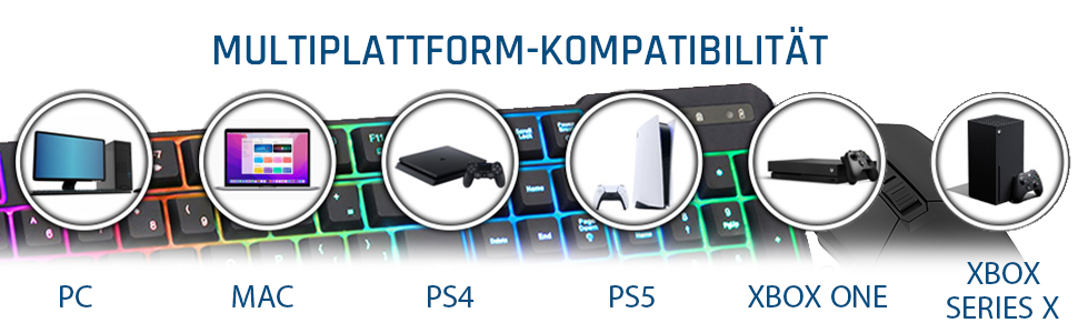 KLIM Chroma Wireless Gaming Tastatur: Бездротова ігрова клавіатура з RGB підсвічуванням, тиха, ергономічна, водонепроникна для PC, Mac, PS4, PS5 (Чорний)