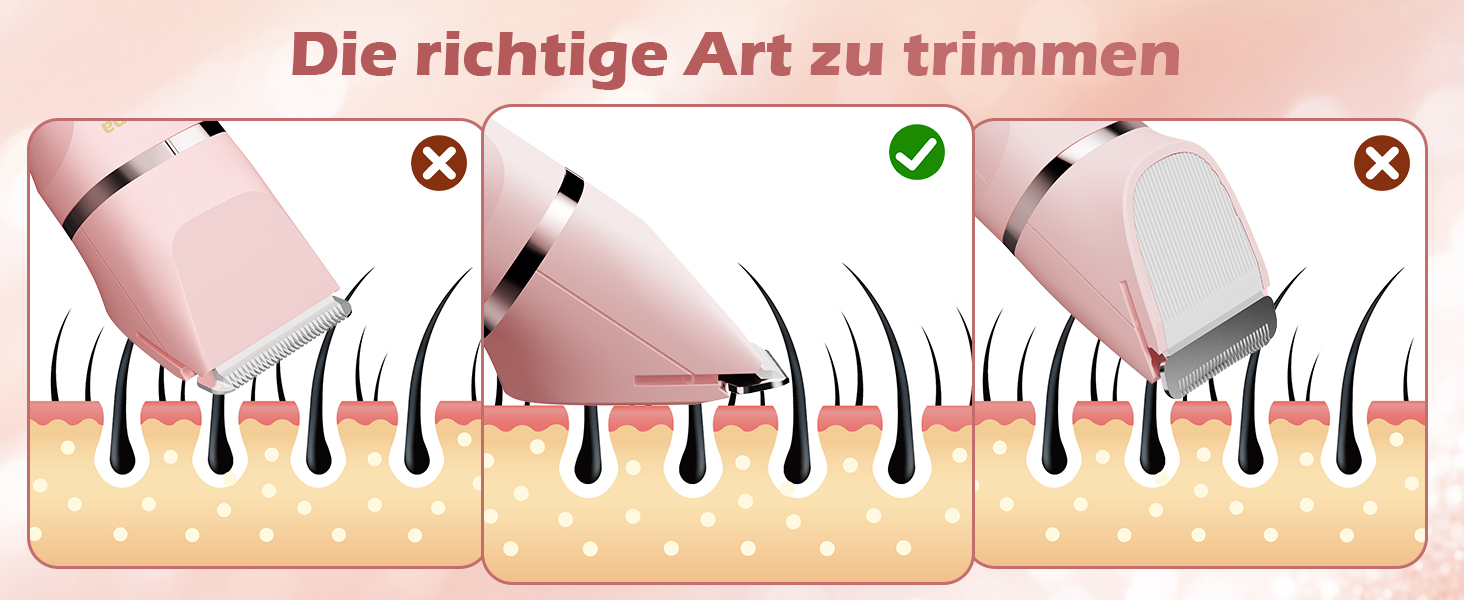 Електричний тример для інтимної зони для жінок 3-в-1, для бікіні, обличчя та тіла, бездротовий, водонепроникний, для чутливої шкіри (білий/рожевий)