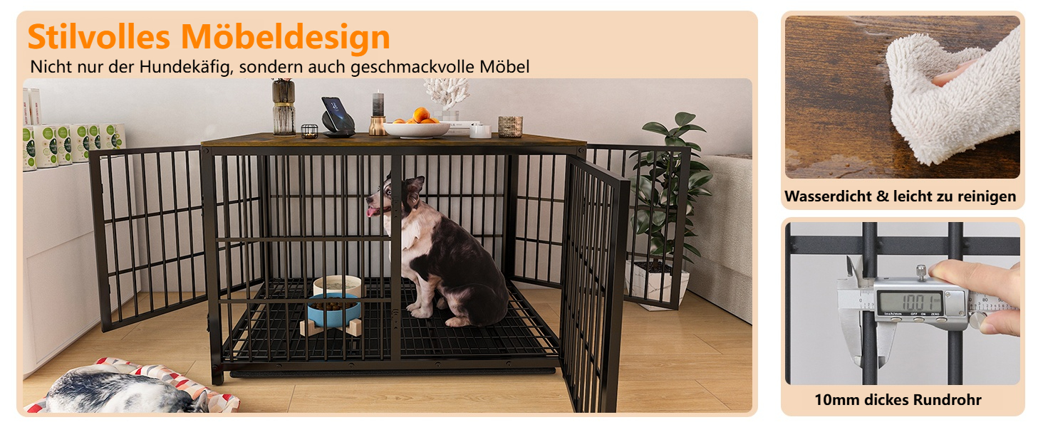 BingoPaw Клітка для собак Holz Indoor: Клітка-шафа для собак з трьома дверцятами та знімним піддоном - Будка для собак маленьких порід, цуценят, розмір M 78x56x65 см, Білий