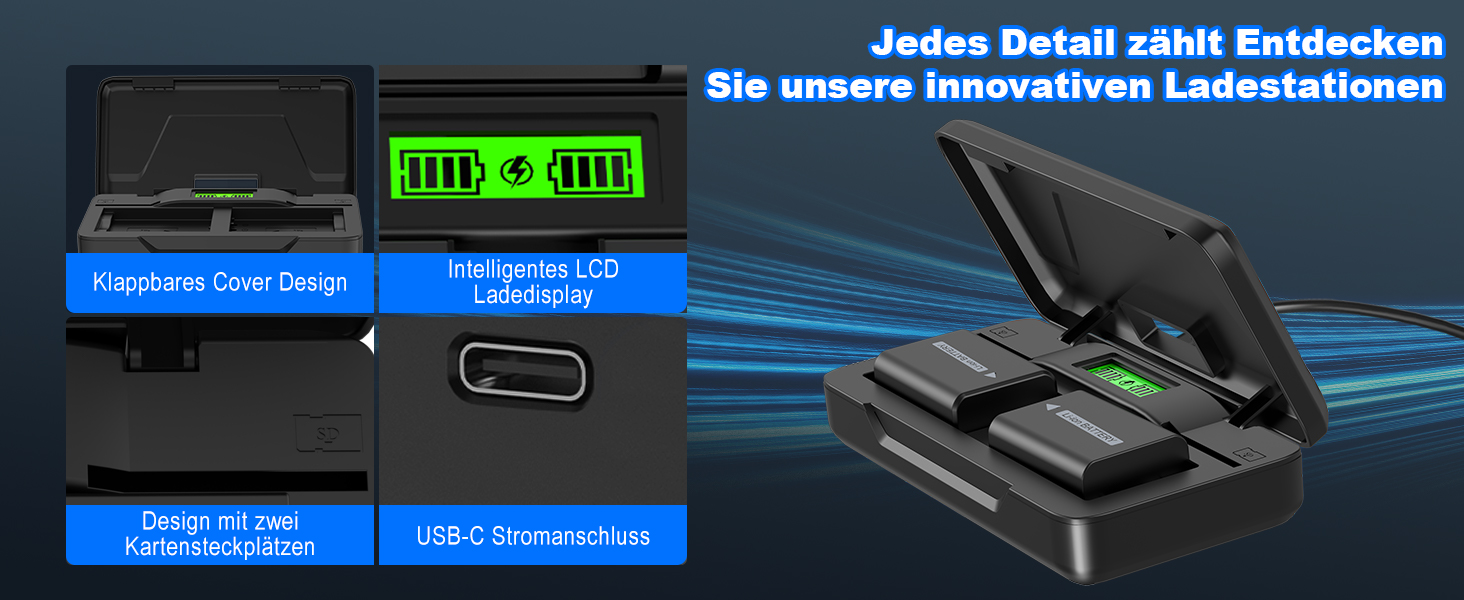 Набір акумуляторів NP-FW50 1300mAh та зарядний пристрій LCD для камер Sony ZV-E10, A6000, A6300, A6400, A6500, A5100, A5000, A7, A7II, A7R, A7RII, A7SII, 7RM2, 7SM2, 7M2, A55, RX10 II III IV, NEX-3/5/6/7, NEX-F3 (2 шт. акумулятори & 1 зарядний пристрій)