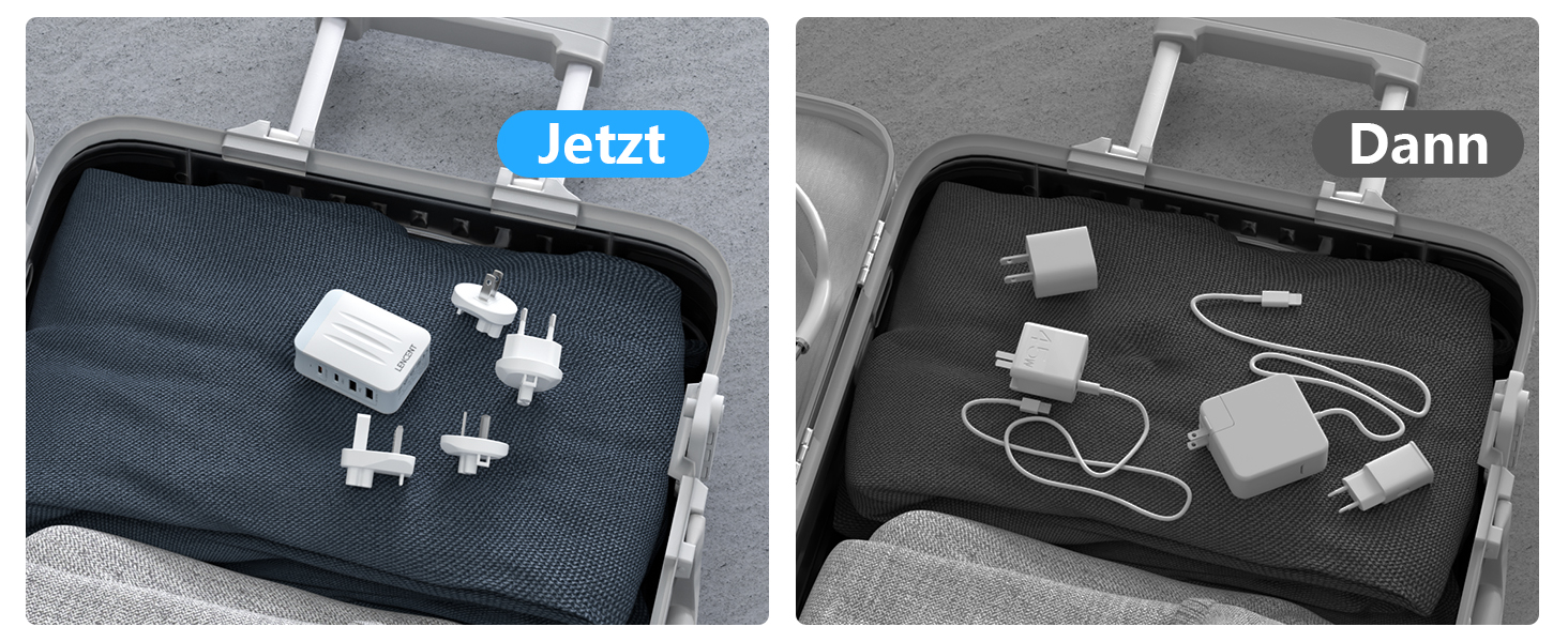 Універсальний адаптер LENCENT з USB зарядкою 45W, 4 порти (2x USB-A, 2x USB-C) - EU/US/UK/AU