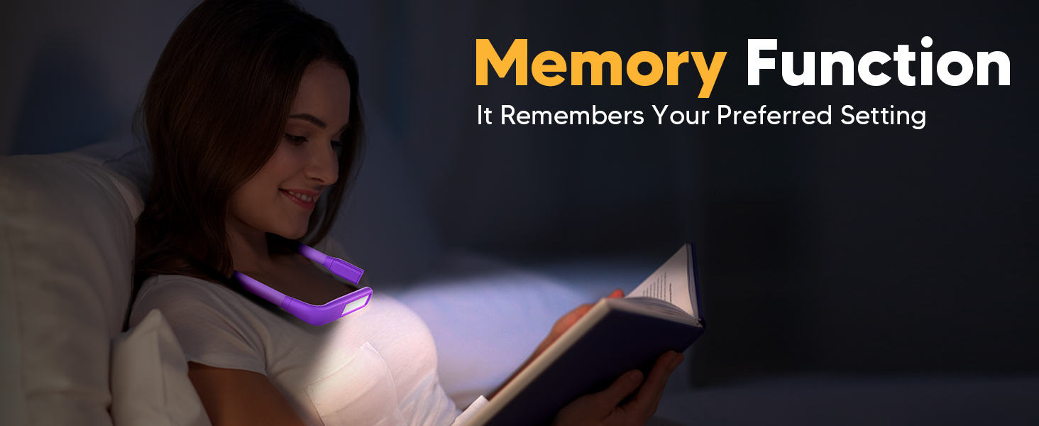 LED лампа на шию для читання Buch - 3 кольори, фіолетова. Лампа для читання в ліжку, в'язання, рукоділля. Подарунок для чоловіків.