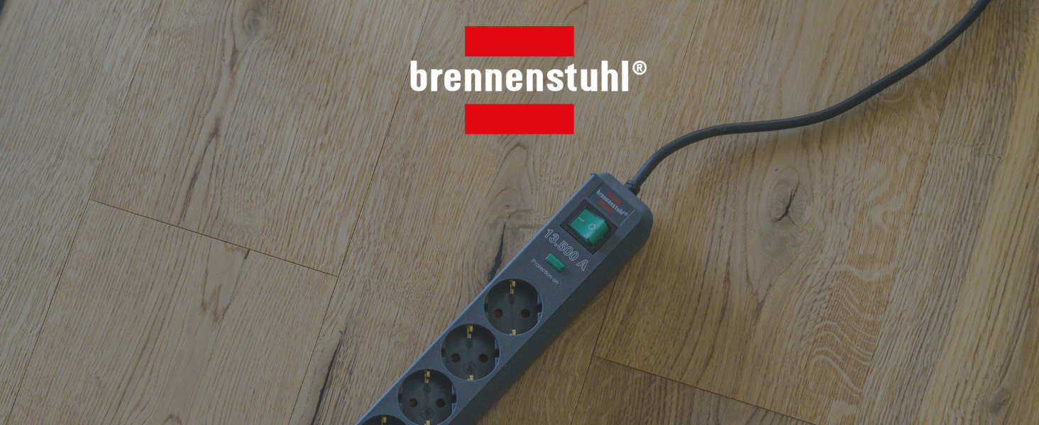 Многорозеткова мережева панель Brennenstuhl 6-фазна з захистом від перенапруги та 1,5м кабелем (Eco-Line з вимикачем та підвищеним захистом від дотику), антрацит