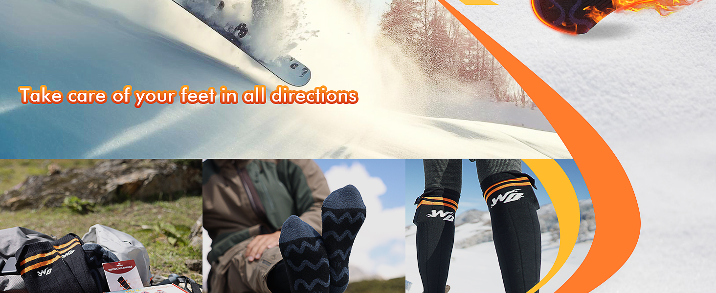 Обогревні шкарпетки з підігрівом, 5000mAh, акумулятор, до 65°C, чорний колір, розмір 36-42