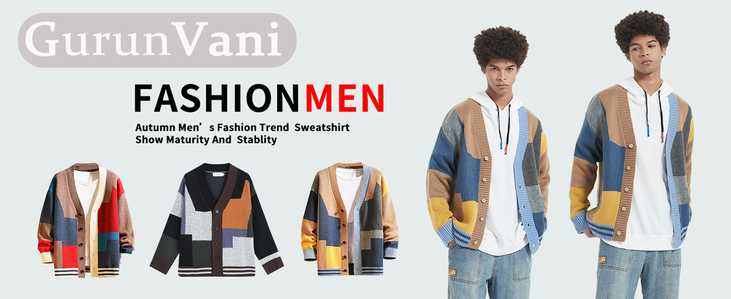 Чоловічий в'язаний кардиган Gurunvani з довгими рукавами та ґудзиками, XXL, чорний