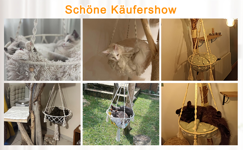 Макраме ліжко для котів, гамак для котів, гойдалка для котів, ручної роботи, підвісні гнізда для котів, діаметр 35 см