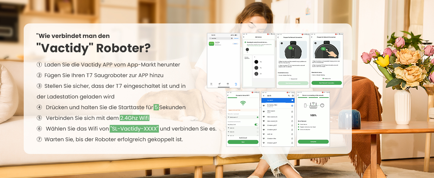 Робот-пилосос Vactidy Nimble T7 з функцією миття підлоги, потужність 2800Pa, час роботи 120 хвилин, керування через Alexa/App/Siri, для видалення шерсті тварин та прибирання килимів