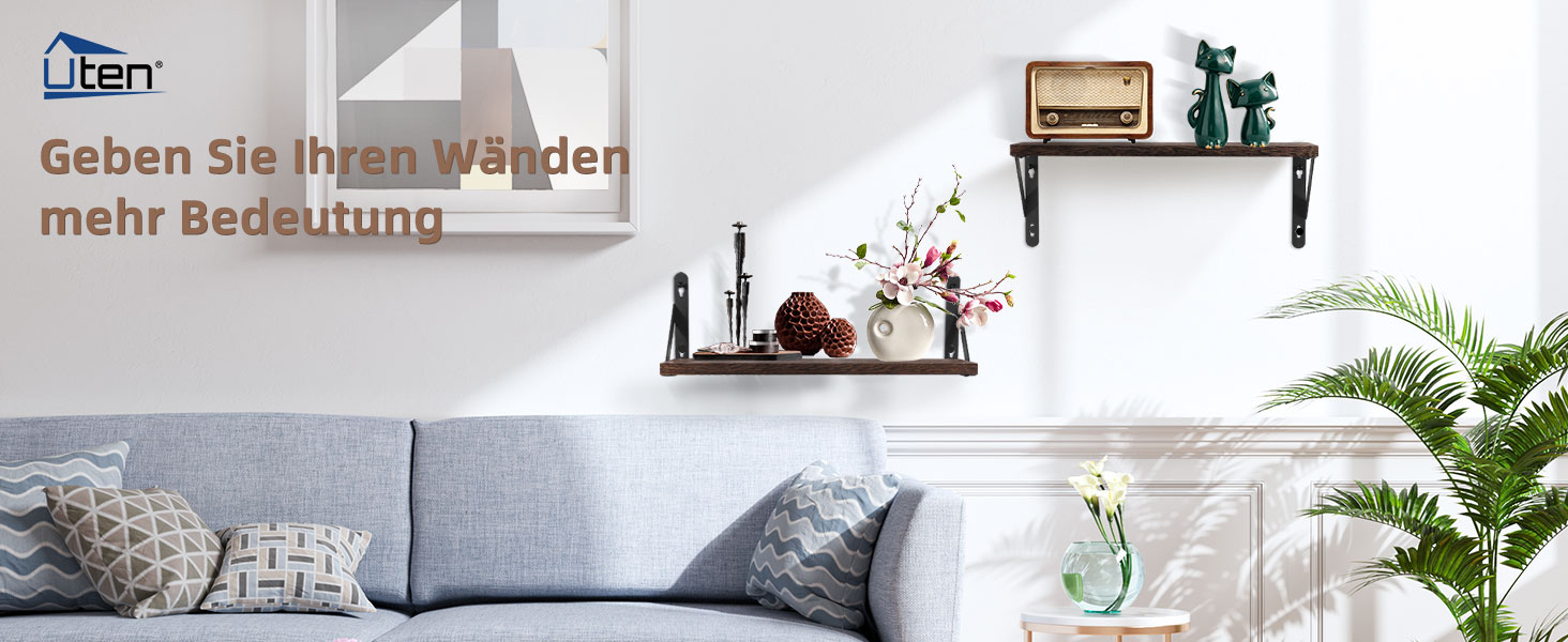 Настінна полиця з дерева, 2 шт. в наборі, рустикальний стиль, з кріпленням для рушників, світло-коричневий колір, для спальні, вітальні, ванної кімнати, кухні, офісу