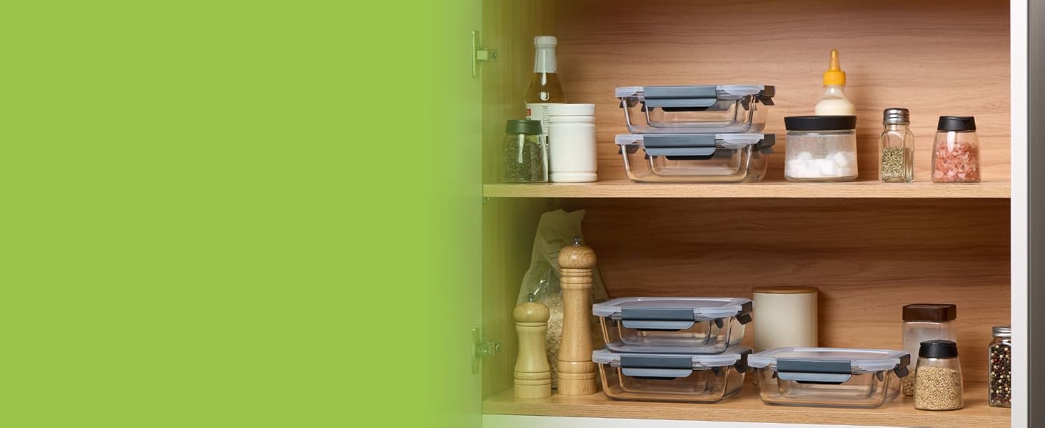 Набір контейнерів VonShef для зберігання їжі (10 шт.) – 1050 мл та 370 мл, придатні для духовки та мікрохвильової печі, миючі в посудомийній машині, герметичні та витікання, ідеальні для приготування їжі на тиждень