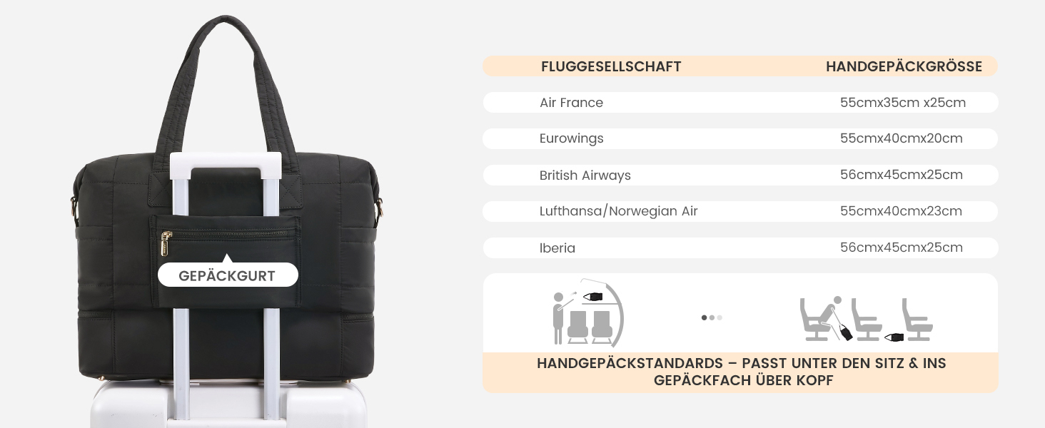 Сумка-мішок LOVEVOOK для подорожей, клініки, пологового будинку, ручної поклажі, 52x38x25 см, 50 л, з відділенням для взуття та косметичкою, бежевий