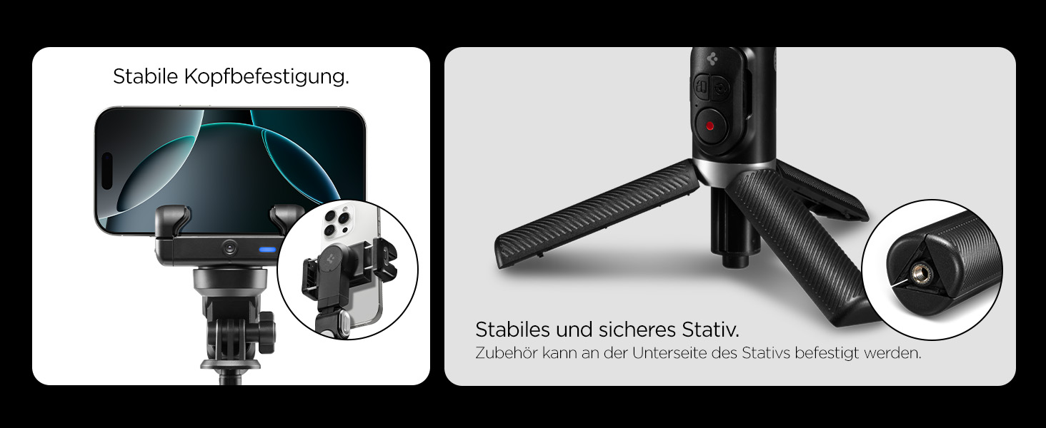 Стабілізатор Gimbal Spigen з розпізнаванням обличчя, селфі-стік, штатив, LED-підсвітка, вертикальне/горизонтальне обертання, сумісний зі смартфонами iPhone, Samsung та іншими