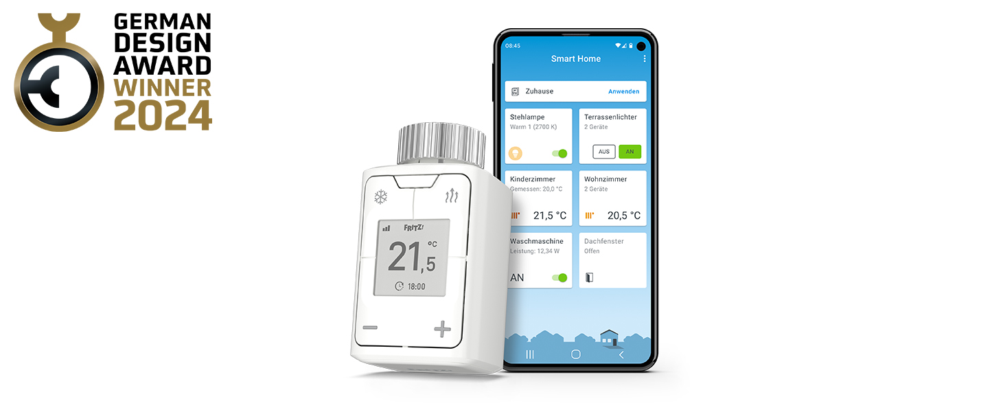FRITZ!DECT 302 - розумний терморегулятор для опалення, сумісний з FRITZ!Box та звичайними термостатичними клапанами