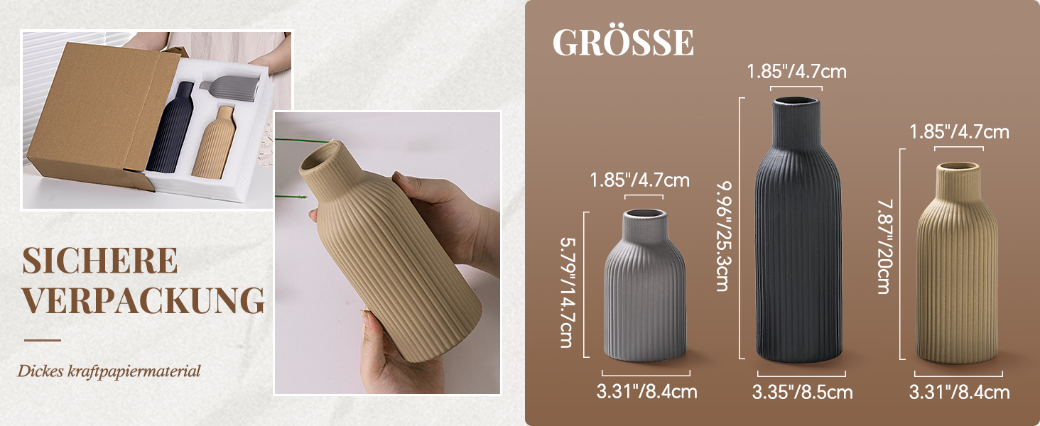 Керамічні вази 3 шт., Сучасний мінімалізм, декор для дому, вази для пампасних трав, вітальня (Хакі/Чорний/Сірий)