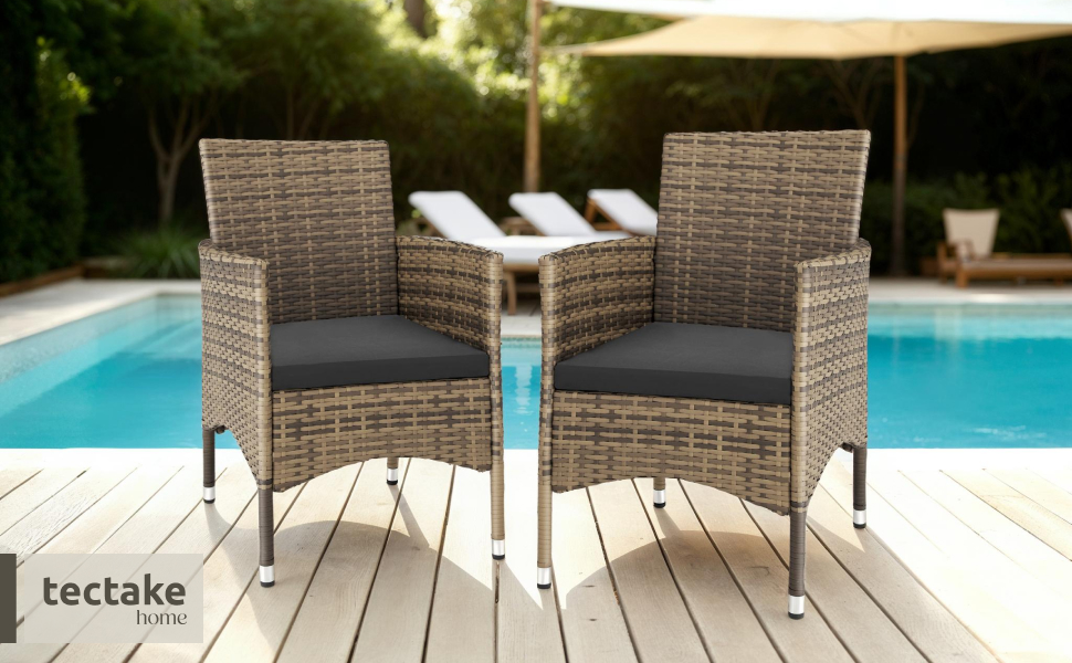 Tectake 2-Piece Rattan Garden Chair Set
