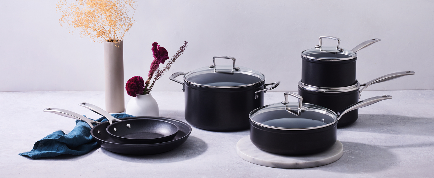 Сковорода-гриль Le Creuset 28 см з антипригарним покриттям, алюмінієва, з рифленням, для всіх типів плит (індукція), антрацит/срібло