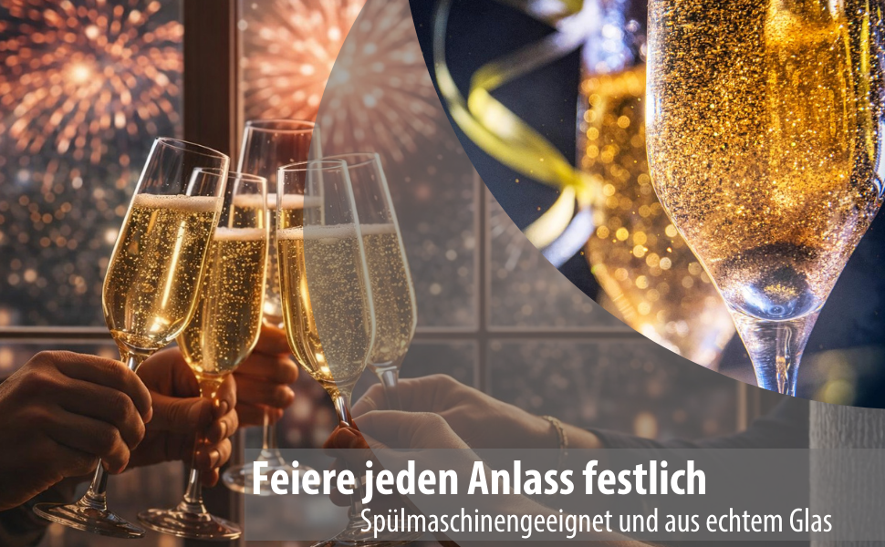 Набір келихів для шампанського Alpina - 6 штук, 220 мл, прозорі