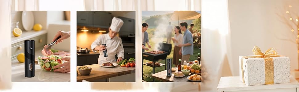 Електрична мельниця для солі та перцю AikarO - автоматична, працює від батарейок