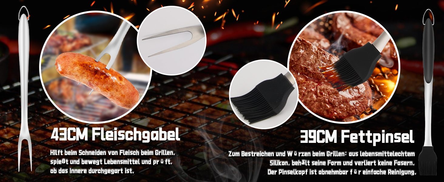 Набір аксесуарів для гриля з нержавіючої сталі на 9 частин, преміум-якість, для чоловіків та батьків, ідеальний подарунок на день народження/Новий рік, для BBQ, гриля та кемпінгу, з сумкою, включає шпатель, щипці