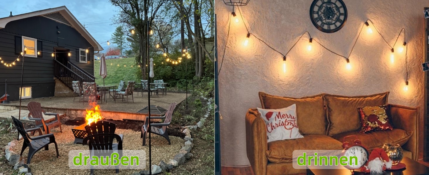 Світлодіодна гірлянда AzureStar для вулиці, 15 метрів, 2700K, ST38, IP44, для декору саду, балкону, вечірки, фестивалю