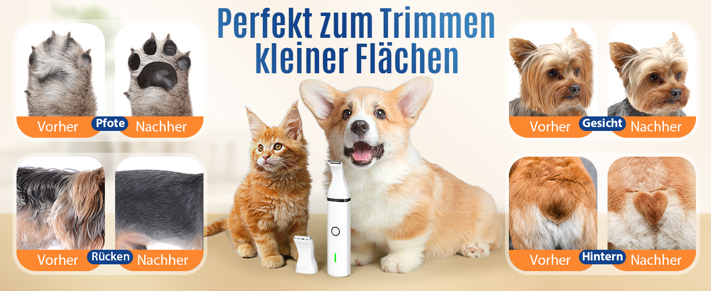 Триммер для собак Oneisall з подвійними лезами: для догляду за лапами, очима, вухами, обличчям та тілом