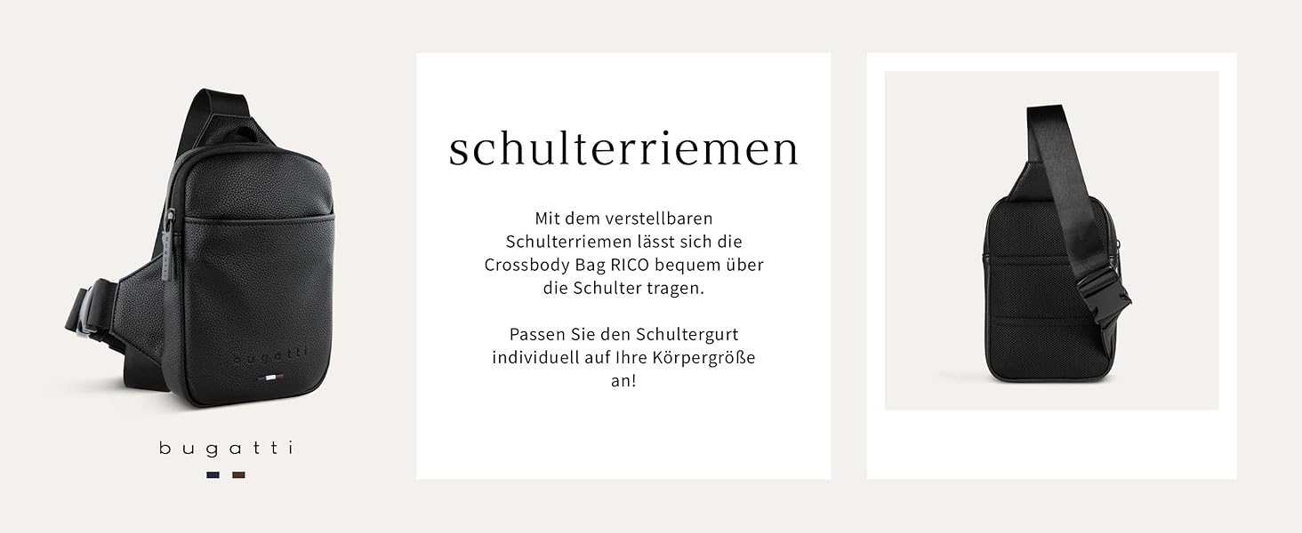 Bugatti Rico Mini Crossbody: Сумка на плечі з екошкіри, чорна