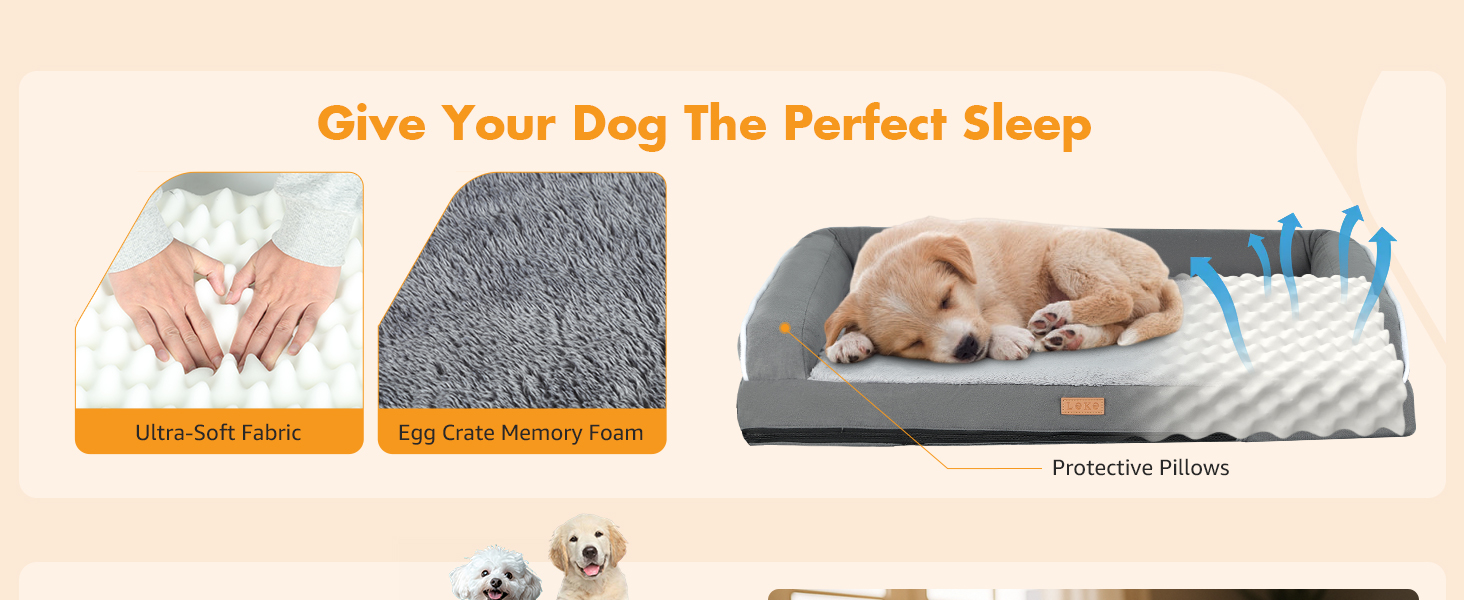 Ортопедичне ліжко для собак середнього розміру, 2-в-1, для собак маленьких та середніх порід, зручне диван-ліжко з піною у формі яйця, можна прати, м'яке, сіре (S)