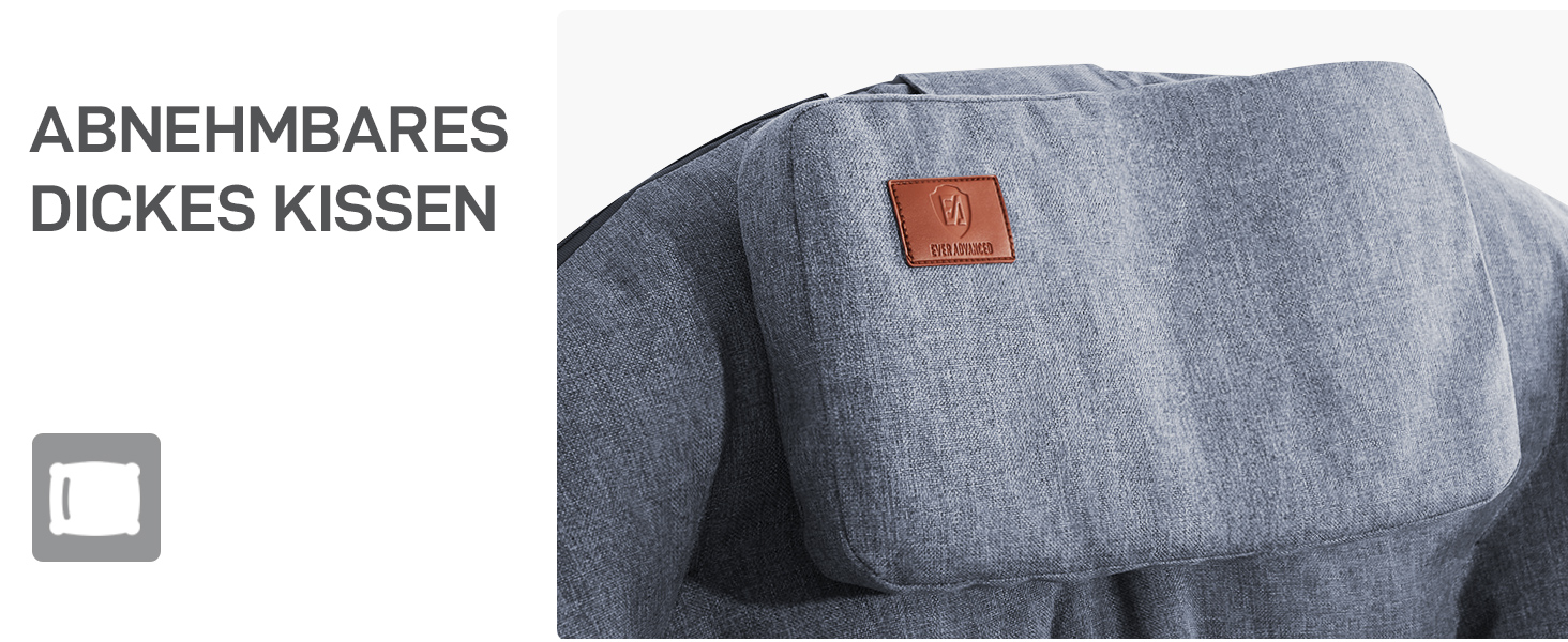 Крісло-місяць EVER ADVANCED Luxus XXL для кемпінгу, складне, до 150 кг, сіре. З подушкою, для саду, балкону, приміщення