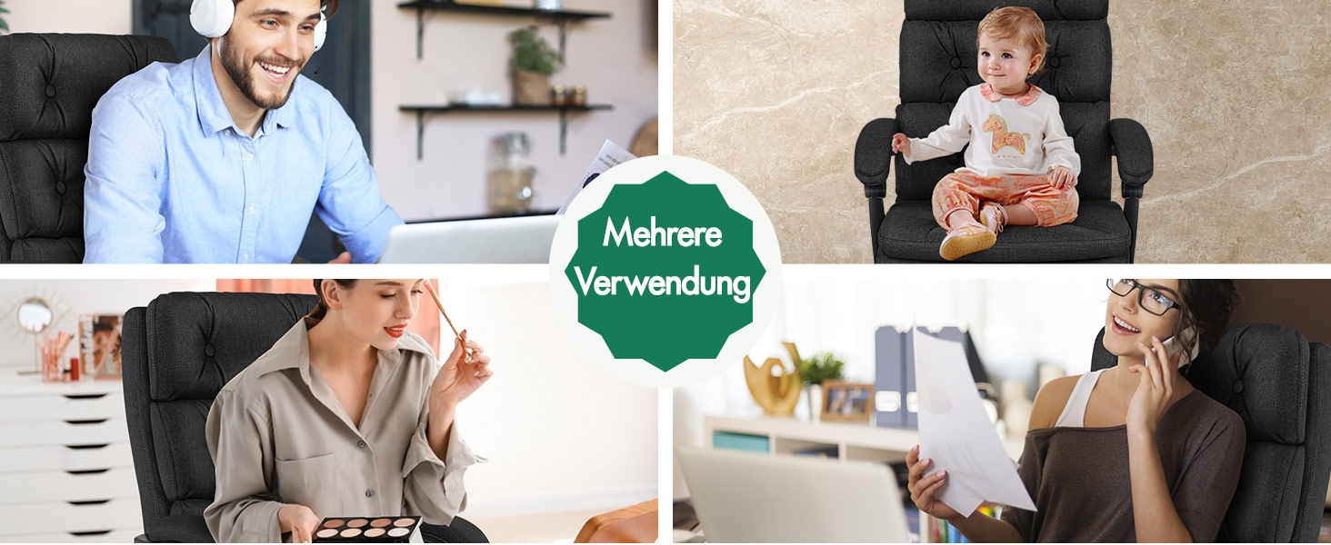 Офісне крісло ALFORDSON з регулюванням нахилу 150°, обертання 360° та підставкою для ніг. PU-шкіра, глянцево-чорний колір (Palmer - Льняний Чорний)