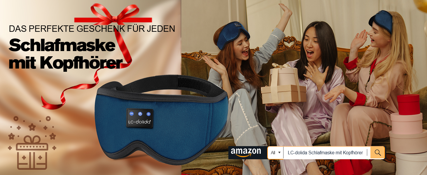 Маска для сну з навушниками Bluetooth LC-Dolida V5.4, 3D маска для сну, дихаюча бавовняна маска для очей з мікрофоном для подорожей, сну, йоги, медитації (Темно-синій)