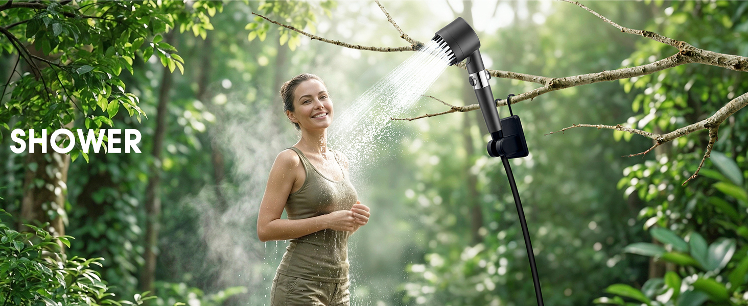 Campingdusche KingSom з насосом та підігрівом, 8000mAh, портативна душова установка для кемпінгу, саду, подорожей, автомийки з LED дисплеєм