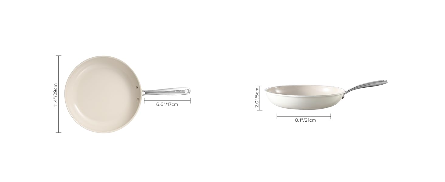 Redchef Ceramic Induction Nonstick Pan Set - 20/24/28cm - PTFE, PFAS, PFOA Free - Compatible with All Cooktops, Oven Safe, Dishwasher Safe