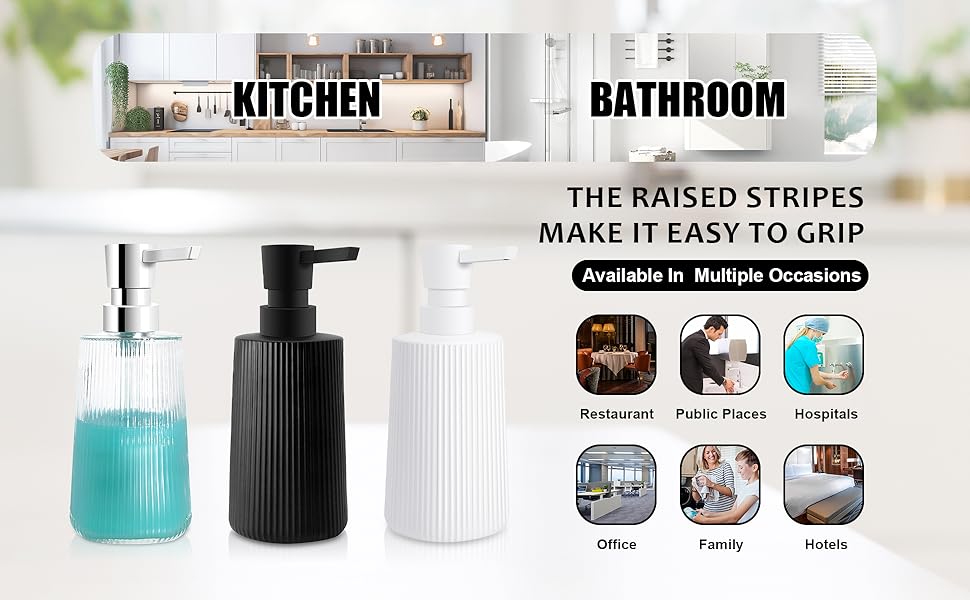 Дозатор мила скляний чорний матовий, дозатор для миття посуду, для кухні та ванної кімнати, з помповим механізмом (1 шт., чорний)