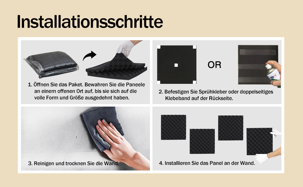 Акустичний поролон самоклеящийся пірамідальний, панелі для звукоізоляції та шумопоглинання (30x30x3 см, 36 шт), чорний — для студії, офісу та дому