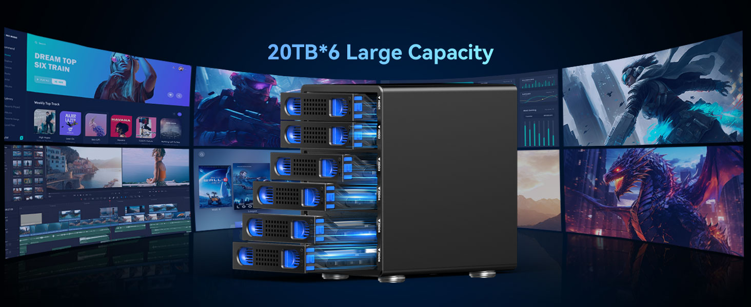 Корпус для жорстких дисків CENMATE з 6 відсіками (2.5'/3.5') з USB 3.0, DAS, без інструментів