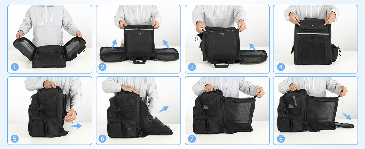 Рюкзак для кота та собаки Dogat, чорний: зручний, дихаючий, розкладний, з сіткою