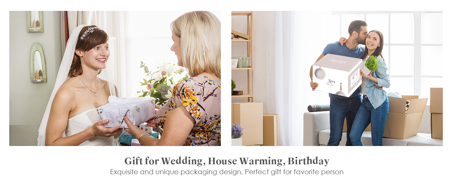 Набір посуду RIOVARM з індукційним покриттям з граніту Antihaft, з кришкою: каструлі, сковорідки, шпатель. Без PFOA.