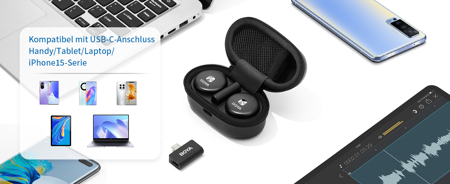 BOYA OMIC-U Бездротовий Lavalier Мікрофон USB-C для Android, iPhone, iPad, Vlog, Podcast - Plug & Play