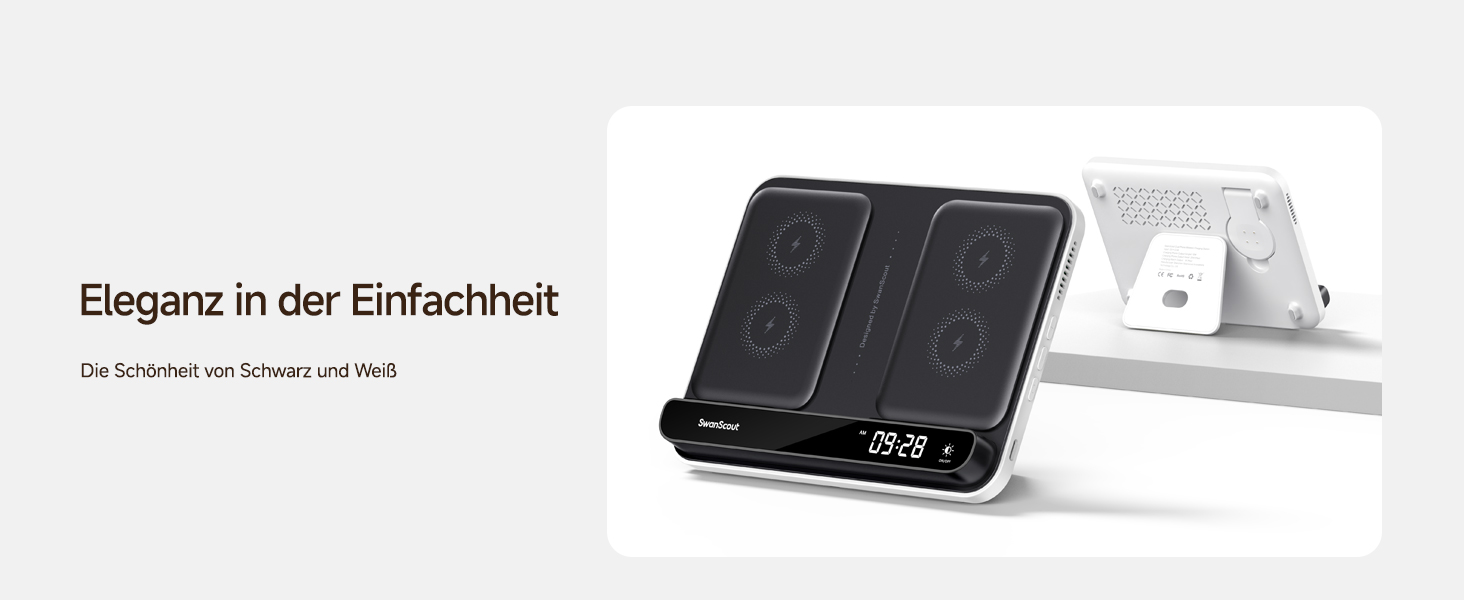 Зарядна станція SwanScout 710A для iPhone 17/Air/15/14/13/12/11 та Apple Watch/AirPods, бездротова зарядка 2 в 1