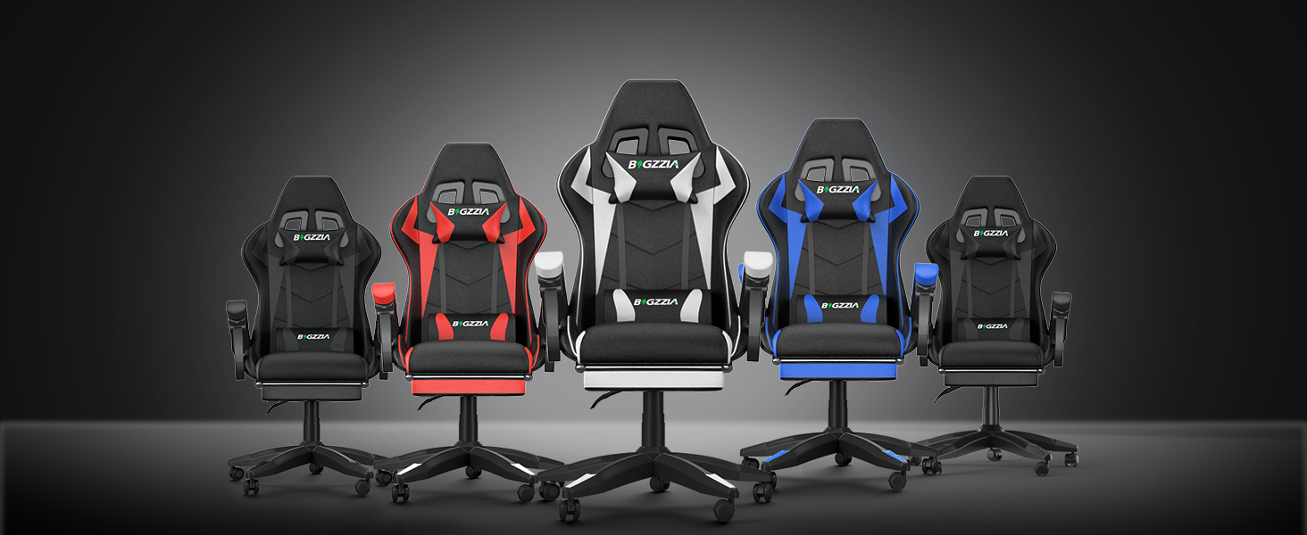 Ігрове крісло Bigzzia Gaming Stuhl ергономічний геймерський стілець з підставкою для ніг, білий