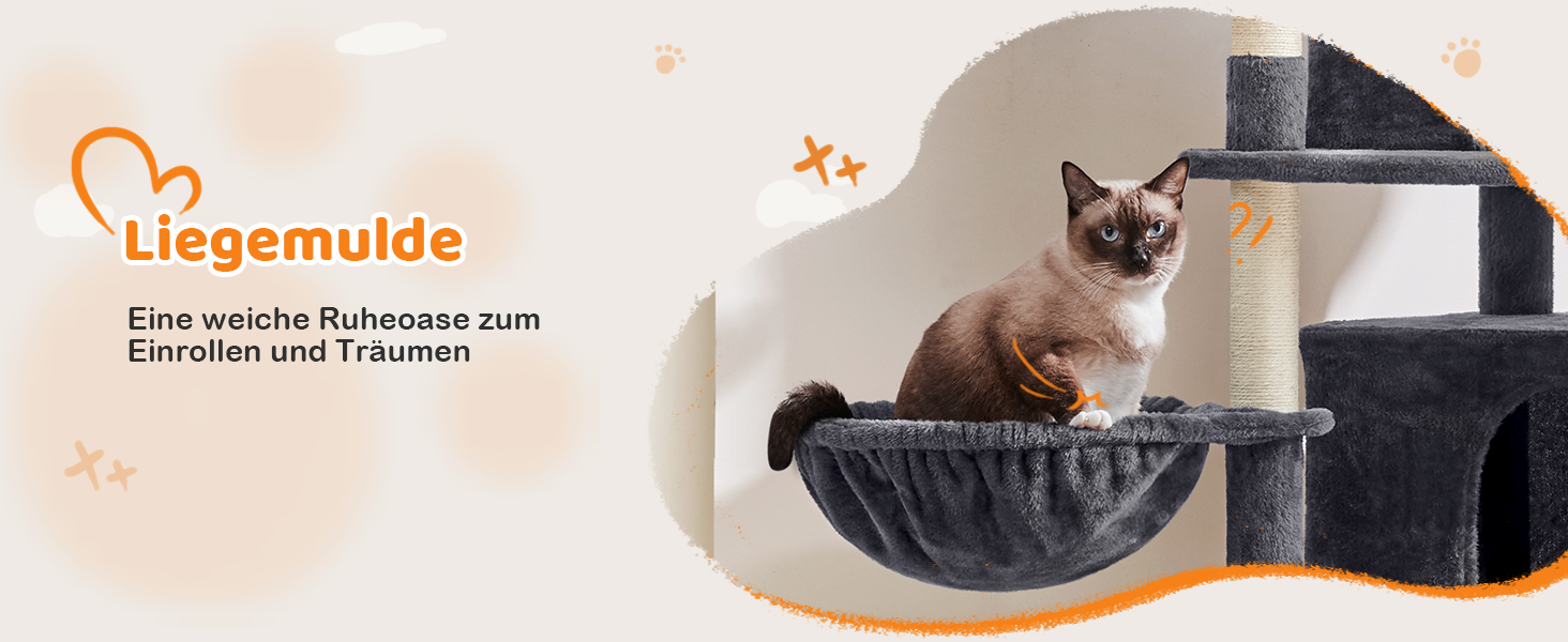 Котячий комплекс Yaheetech 174 см з 3 платформами та будиночком, бежевий