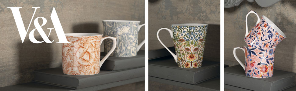 Набір з 2-х чашок з тонкої кістяної порцеляни V&A William Morris Wild Tulip, 230 мл