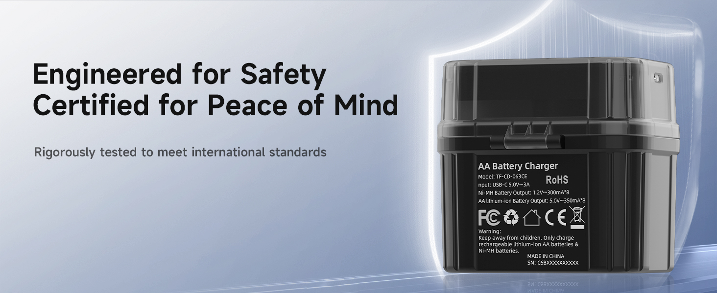 Акумулятори AA перезаряджувані (3000мВт·год, 1.5V) та NiMH акумулятори AA (2700мАг, 1.2V) з гібридним зарядним пристроєм (4 шт.) + бокс для зберігання