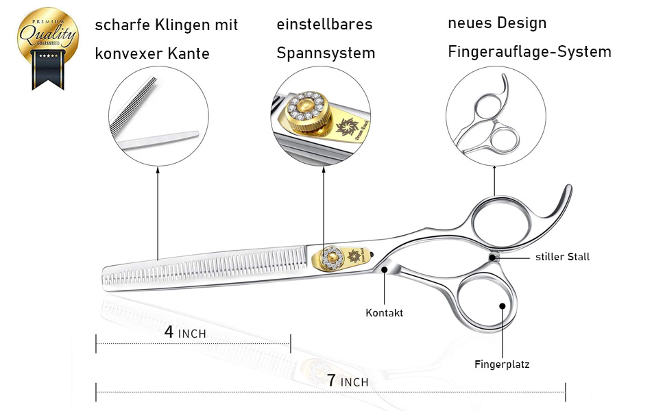 Професійна ножиця для грумінгу собак, 7 дюймів, пряма, для собак та котів, з тонкої стрижки, з японської сталі 440C