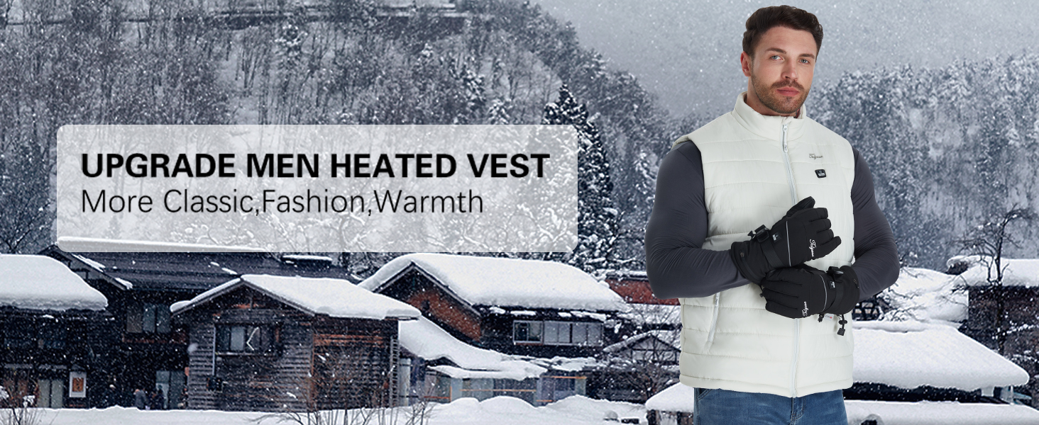 Електрична гріюча жилетка для чоловіків Telguua з Powerbank 12000mAh, 3 температурні режими, 4 зони обігріву, USB-живлення, для катання на лижах та роботи на вулиці (L, Біла)