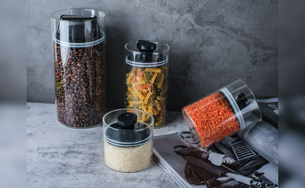 Кавова банка Kitchen&CO. з вакуумним кришкою, 2000 мл, скло, BPA-free, для зберігання кави