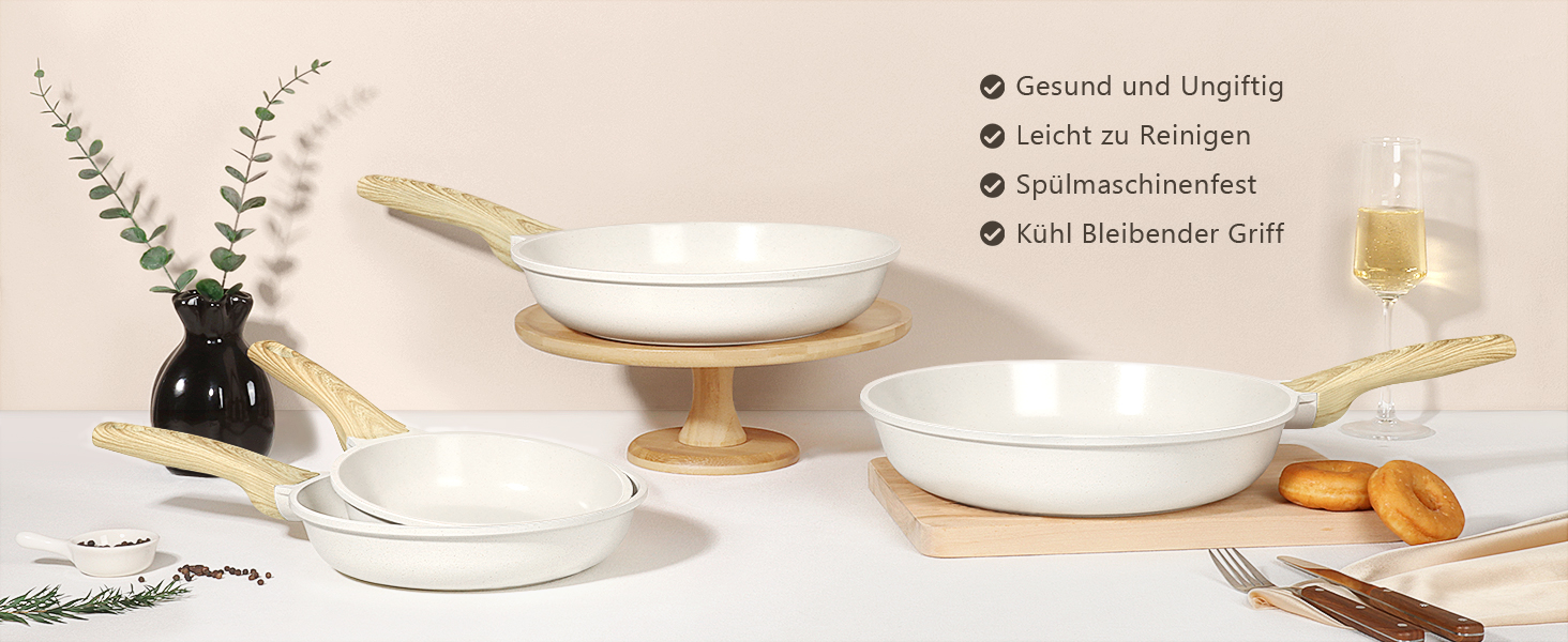 Гіпп Сковорода керамічна 24 см з антипригарним покриттям, для всіх типів плит, без PFOA/PFOS, біла