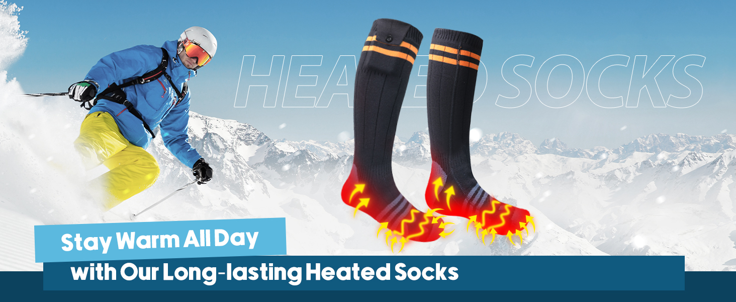 Гріючі шкарпетки з підігрівом, 5000mAh, 4 режими температури, USB, для катання на лижах, велосипеді, риболовлі, кемпінгу, унісекс, 35-45 EU